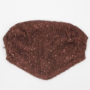 7DAY WKND Women's Brown Sequin Bandana Kerchief Tube Top Size Small